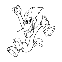 A coloring page of woody woodpecker